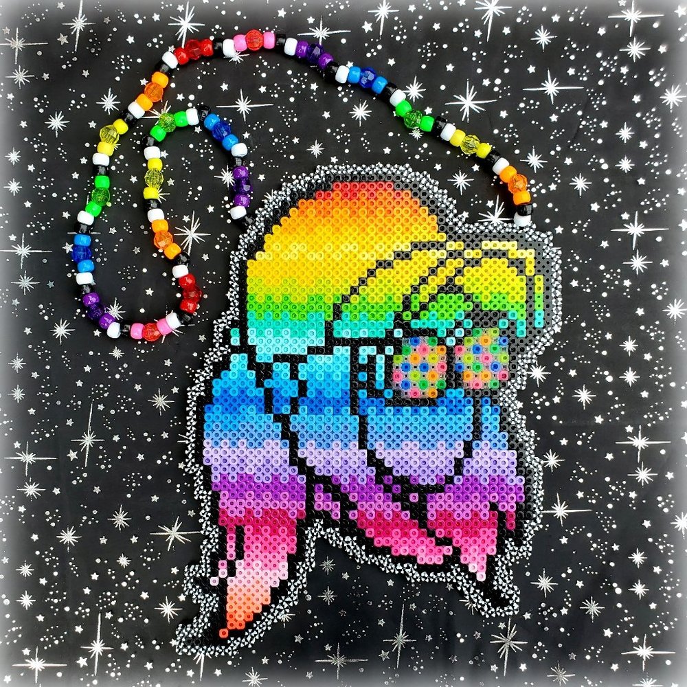 Rezz Rainbow Colors Perler Bead Kandi Necklace